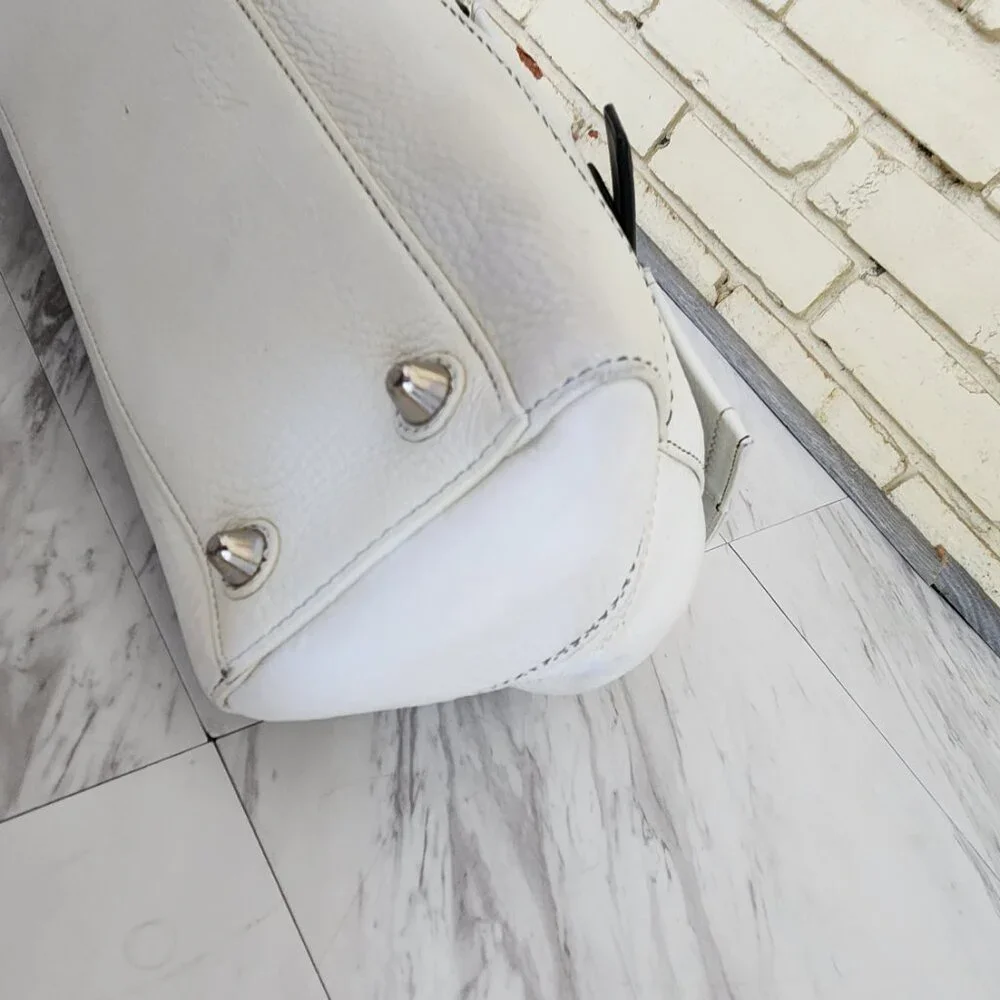 Rare Vintage Coach Hamilton White Pebbled Leather Satchel Tote Bag Purse